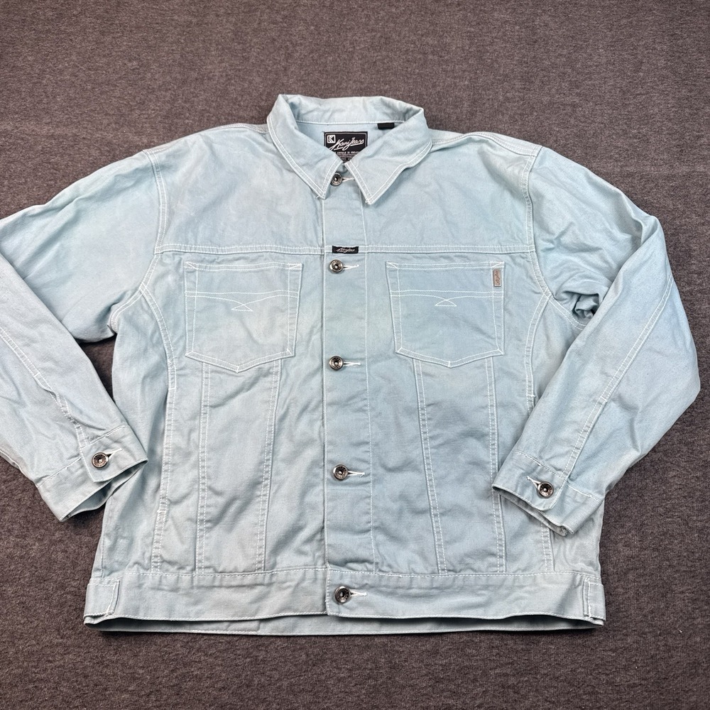 Karl Kani Jeans Denim Jacket Mens XL Blue Shacket Shirt Hip Hop Trucker Skate